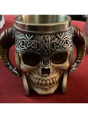 Stainless Steel Skull Mug Viking Drinking Cup Skeleton Resin Beer Stein Tankard